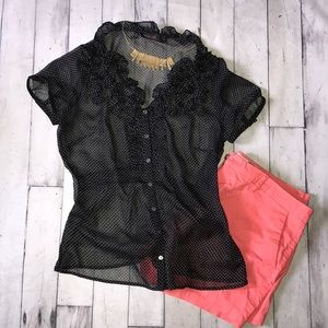 The Limited shear polka dot blouse